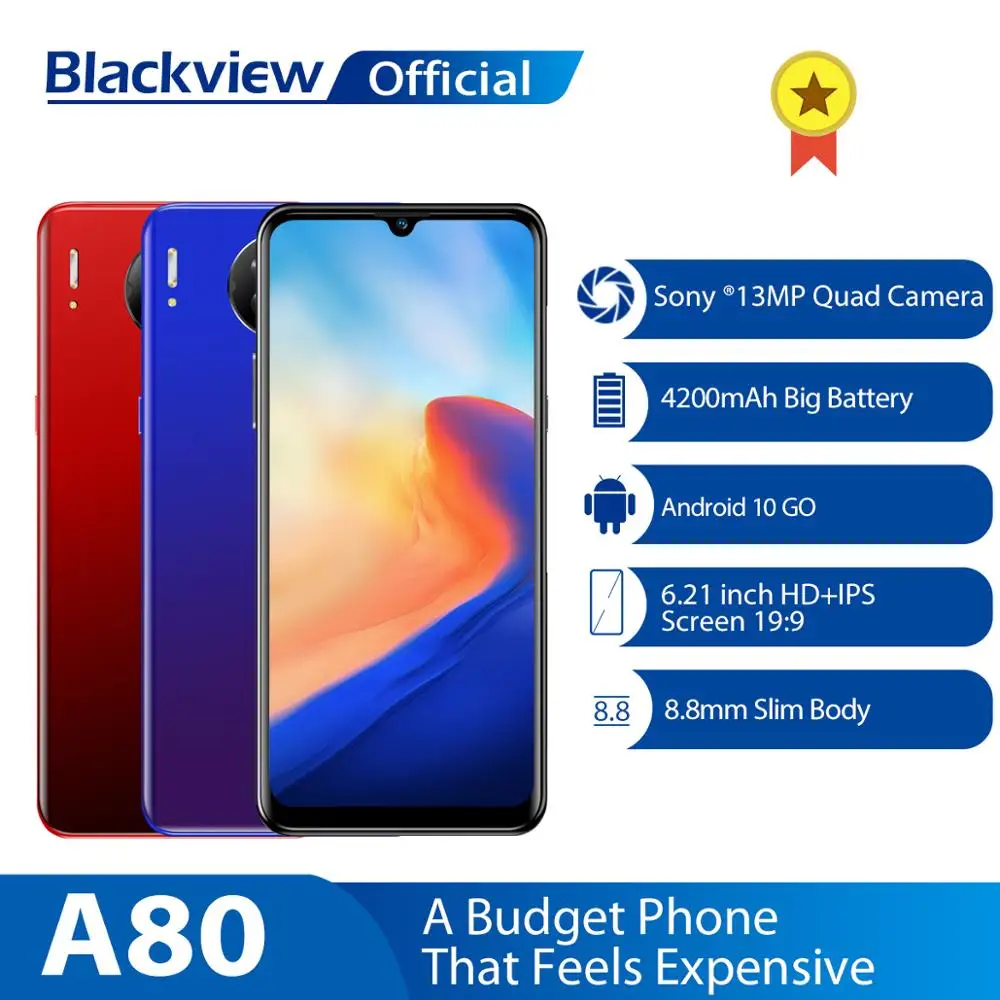 Blackview A80 Quad Rear Camera Android 10.0 Go Mobile Phone 6.21