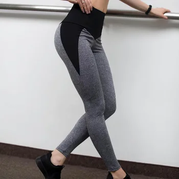 

European and American fashion personality 2019 autumn and winter new stitching slim hip pants fitness running leggings women