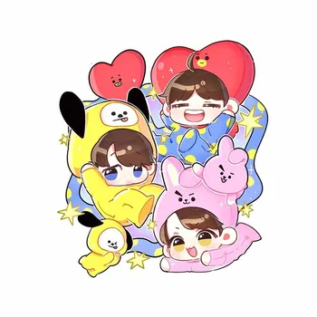 

13cm x 11.6cm For BT21 Car Truck Decal Car Door Protector Stickers Vinyl Material Scratch-proof Bumper Decoration