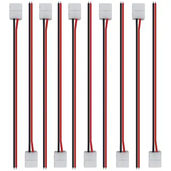 

10pcs Pack Strip Wire Solderless Snap Down 2Pin Conductor LED Strip Connector for 8mm Wide 3528 2835 Single Color Flex LED Strip
