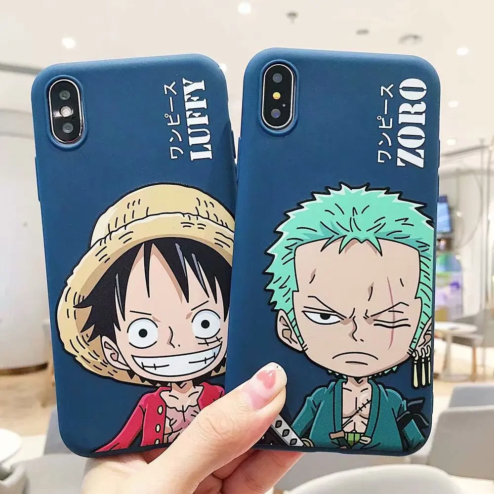 

One Piece Japan Anime Luffy zoro Candy tpu Back Case For Apple iPhone 7 8 6 6S Plus X XS Max Xr Relief Soft Cover Cases
