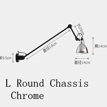 L Round Chrome Винтажный промышленный настенный светильник, скандинавский стимпанк-бра с сенсорным выключателем для гостиной, спальни, прикроватной тумбочки, лофт, столовой - Цвет абажура: L Round Chrome