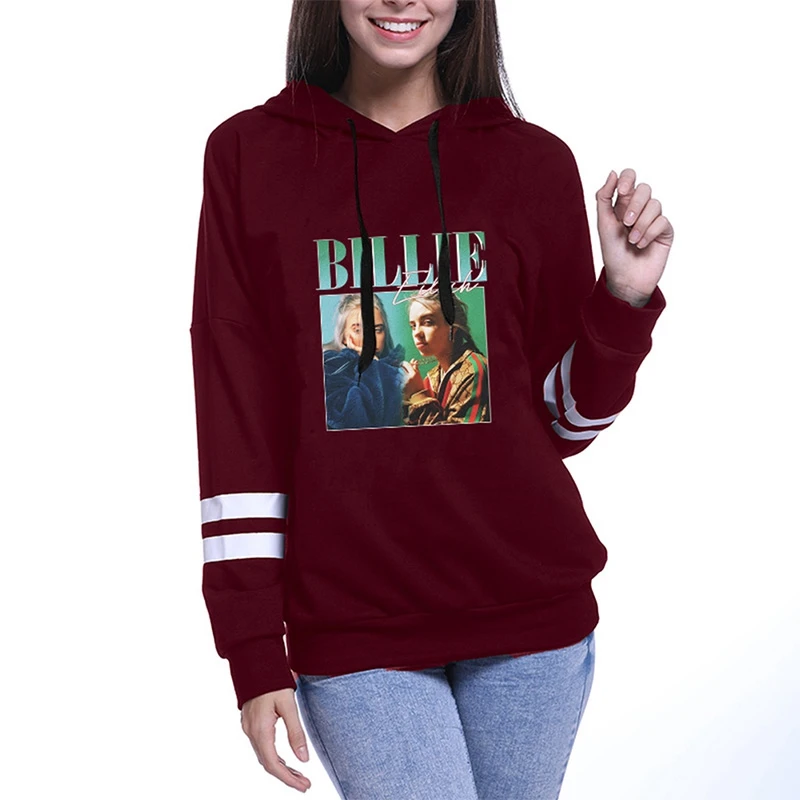 Billie Eilish осенне-зимние женские толстовки с капюшоном, Женский пуловер с буквенным принтом, повседневное пальто
