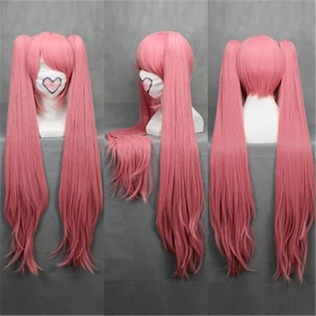 

Vocaloid Luka Cosplay Wig Pink Long Straight High Temperature Fiber Hair Wigs with Clip Ponytail + Wig Cap