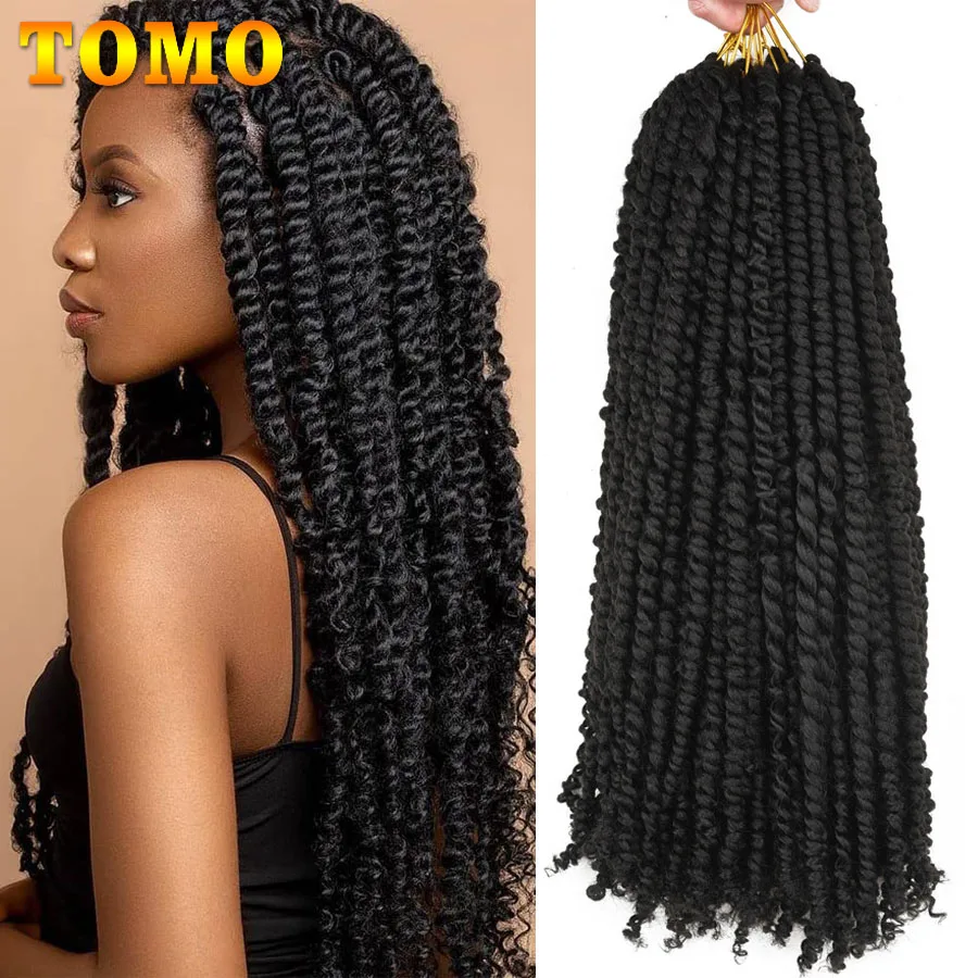 TOMO Pre-looped Passion Twist Hair 12 18 24 Inch Ombre Spring Twist Crochet Braids 16 Roots Synthetic Bohemian Hair Extensions