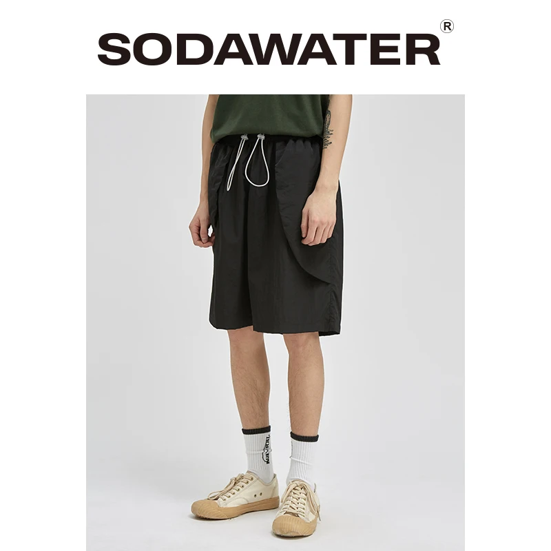 Мужские тренировочные шорты SODAWATER черные повседневные свободные с эластичным