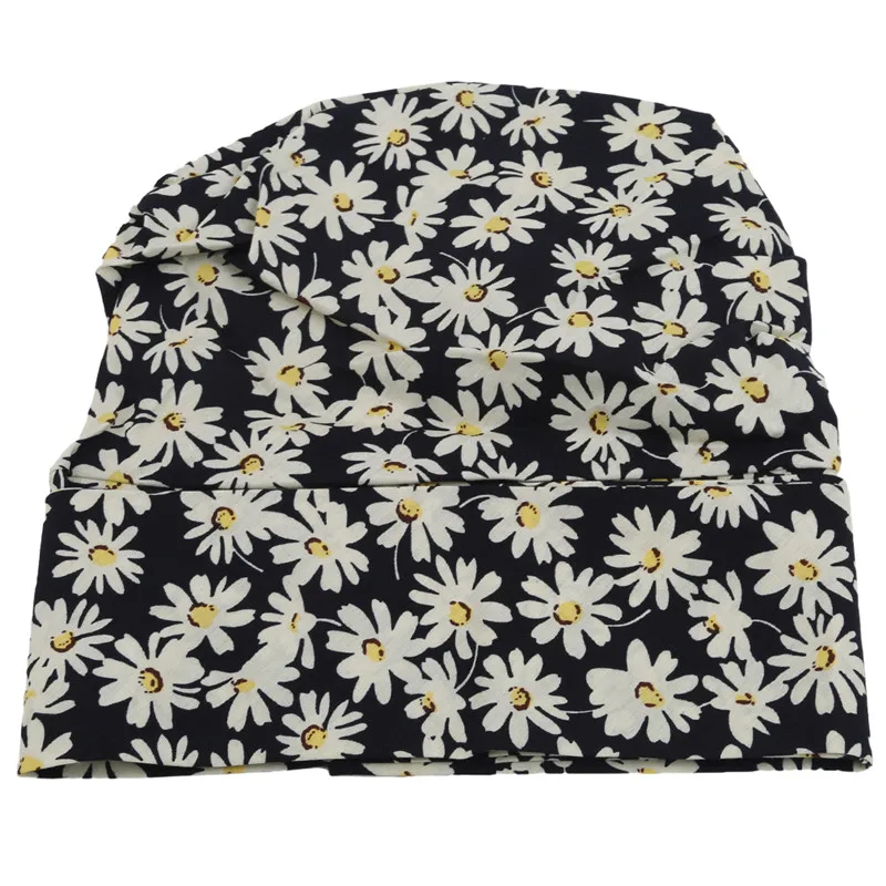 Small daisy Новинка, Цветочные Летние праздничные женские банданы, атласный головной шарф, кепка chemo, повязка на голову, повязка на голову, шапка для выпадения волос, чалма с бантиком - Цвет: Small daisy