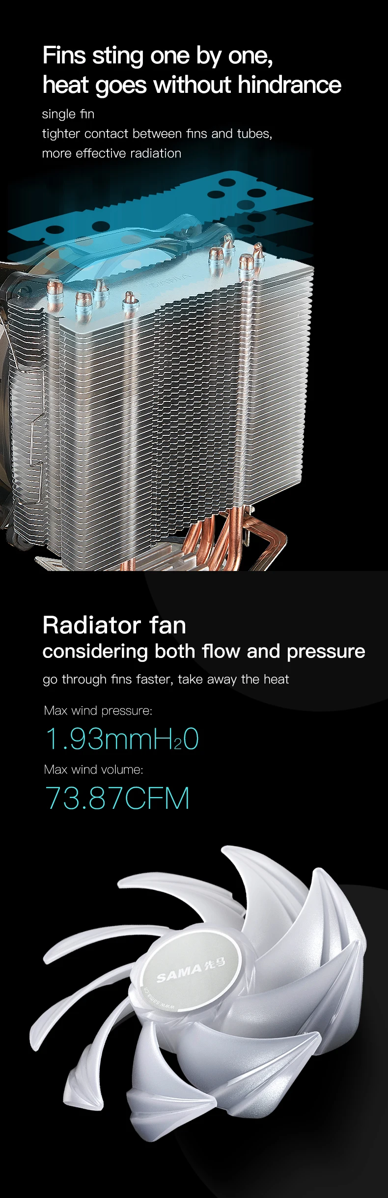 Sama cpu cooler 125w tdp 4pin pwm