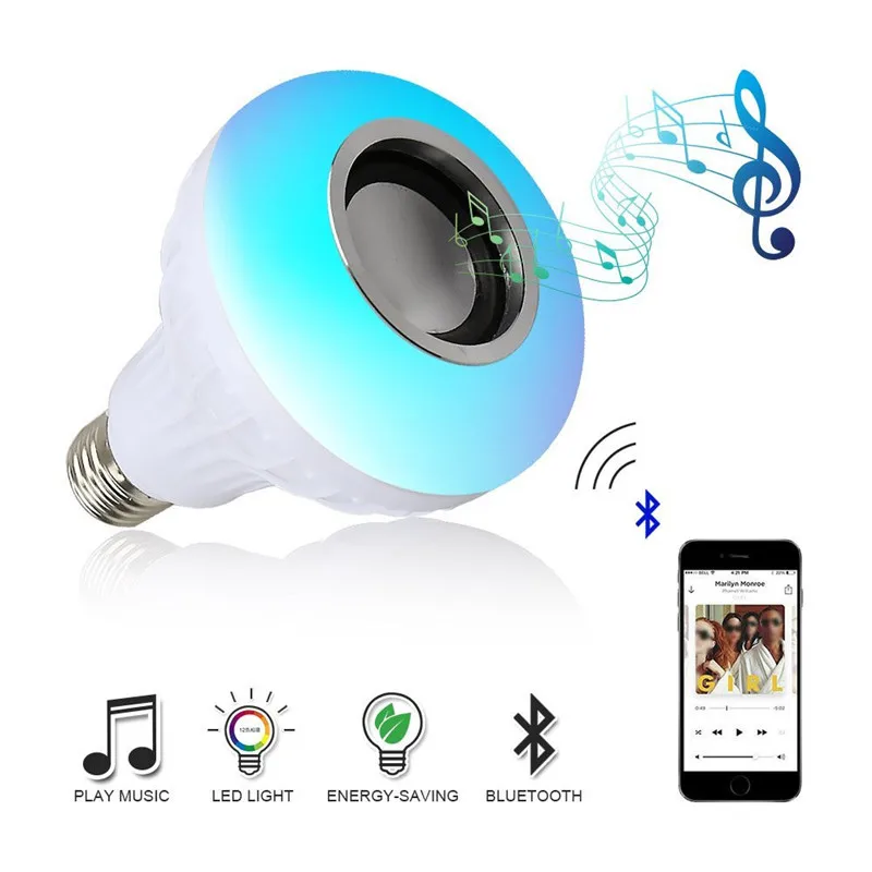 Умный RGB беспроводной Bluetooth динамик лампа Музыка Светодиодный светильник Встроенный аудио динамик беспроводная Светодиодная лампа дистанционное управление