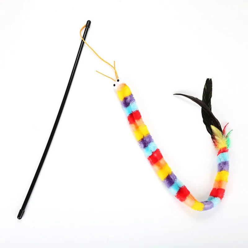 

Pet Interactive Wand Tease Cats Toys Colorful Rainbow Lovely Shape Kittens Exercise Toy with Bells
