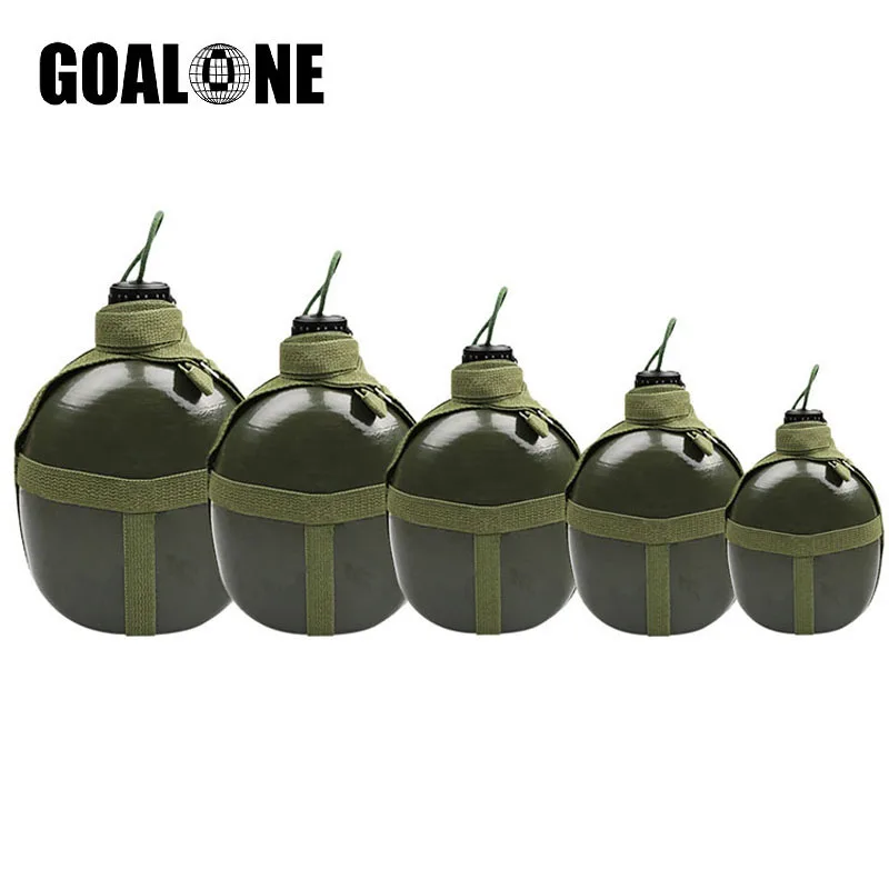 

Aluminum Military Style Canteen 1/1.5/2/2.5/3L Portable Water Flask with Nylon Belt Holster for Hiking Outdoor Riding Cycling
