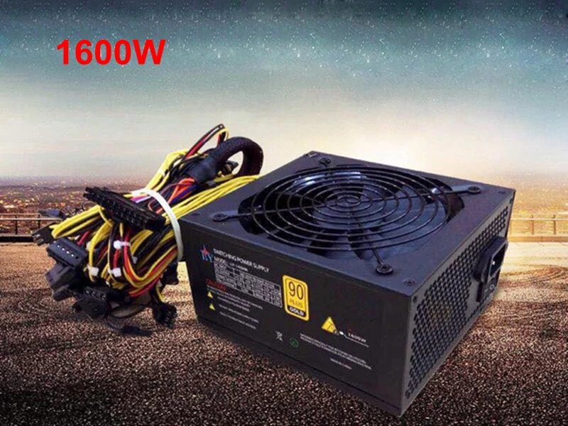 Блок питания для майнинга 1600 Вт блок ПК ATX GPU Импульсный биткоинов 6 графических