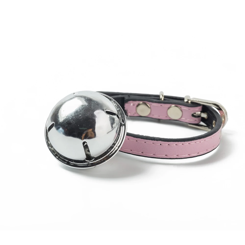 Pink Ошейник для питомца кошки с колокольчиком, ошейник для кошки, ошейник для котенка, ошейник для кошки, аксессуары для кошек, ошейник для собаки, кожаный - Цвет: Pink