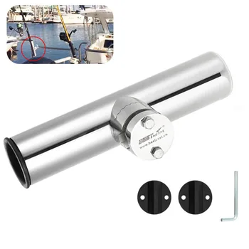 

For 19-25mm Stainless Steel Rail Mount Drain Adjustable Marine Boat Pole Bracket Fishing Rod Holder With Gasket Hardware