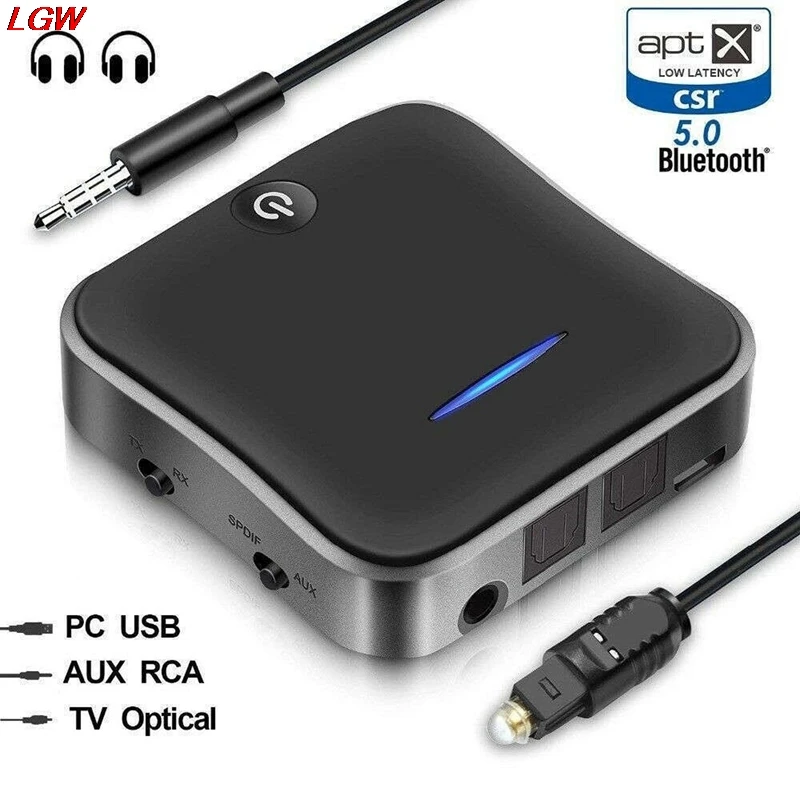 New Bluetooth 5 0 Transmitter Receiver Wireless Aptx Hd Low Latency Audio 3 5Mm Aux Rca and Optical Adapter For Tv Headphone Car