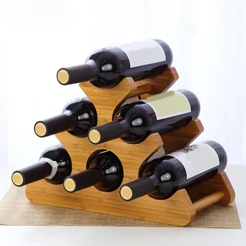

1 Pcs European-Style Three-Dimensional Wine Rack Vertical Bamboo Rack Living Room Wine Rack(Excluding Wine Glasses)