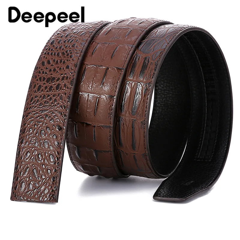 Deepeel, 110-125 см, 35 мм, крокодиловый узор, без головы, автоматическая пряжка, кожаный ремень, мужской ремень, декоративный, роскошный, из воловьей кожи