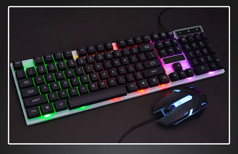 OMESHIN светодиодный Радужный цвет подсветка Регулируемый USB кабель игровая клавиатура и мышь комплект Механическая Ручка игровая клавиатура водонепроницаемый