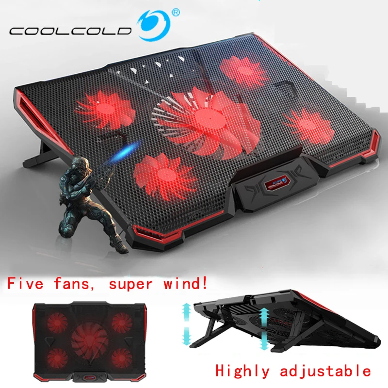 Охлаждающая подставка CoolCold для ноутбука с воздушным охлаждением 5 вентиляторов 2