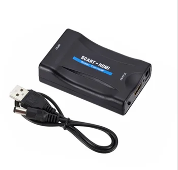 

SCART To HDMI 1080P Video Audio Upscale Converter Adapter for HD TV DVD for Sky Box STB Plug and Play with DC Cable/100pcs