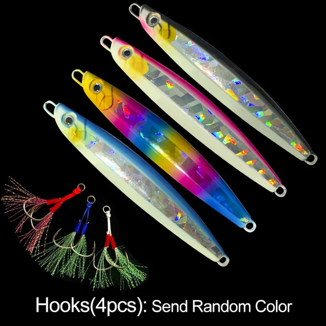 OBSESSION 180g 220g Slow Metal Jigging Lure Glow Fishing Lure Bait Lure Bait Slow Fall Jigs Fishing Jig Saltwater Lure Tackle JIG7H-4pcs