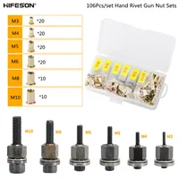 HIFESON 106Pcs/Set Hand Rivet Nut Gun Tool Sets For M3 M4 M5 M6 M8 M10 Riveter Of Sleeve Nuts Tools Riveting Nut Accessories 1