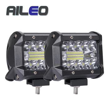 

AILEO Waterproof Work Light 60W 4INCH 20LED Light Bars Spot Flood Beam for Work Driving Offroad Boat Car Tractor Truck 12V 24V