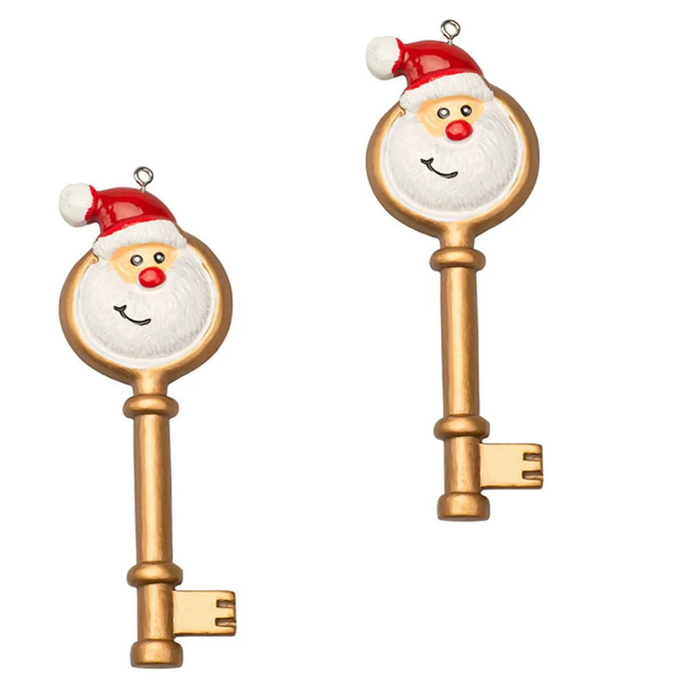 

2Pcs Christmas Door Pendant Santa Claus Key Festival Scene Layout Prop (Golden)