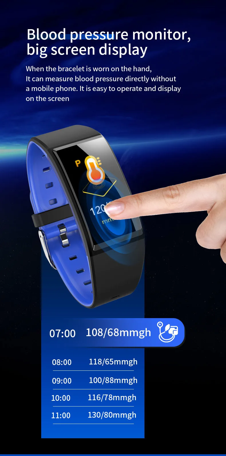 B86 браслет цветной экран Bluetooth умный Браслет монитор сердечного ритма измерение кровяного давления фитнес-трекер Водонепроницаемый
