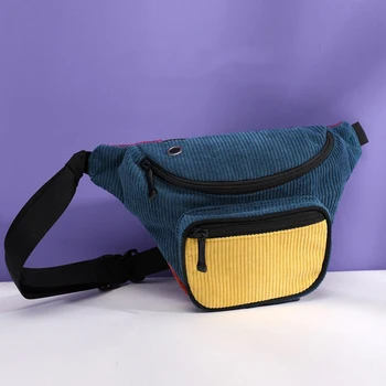 

Fashion Corduroy Hit Color Shoulder bag Men Women Chest bag Multi Color Patchwork CrossBody Women Chest Pouch Men Shoulder Bag
