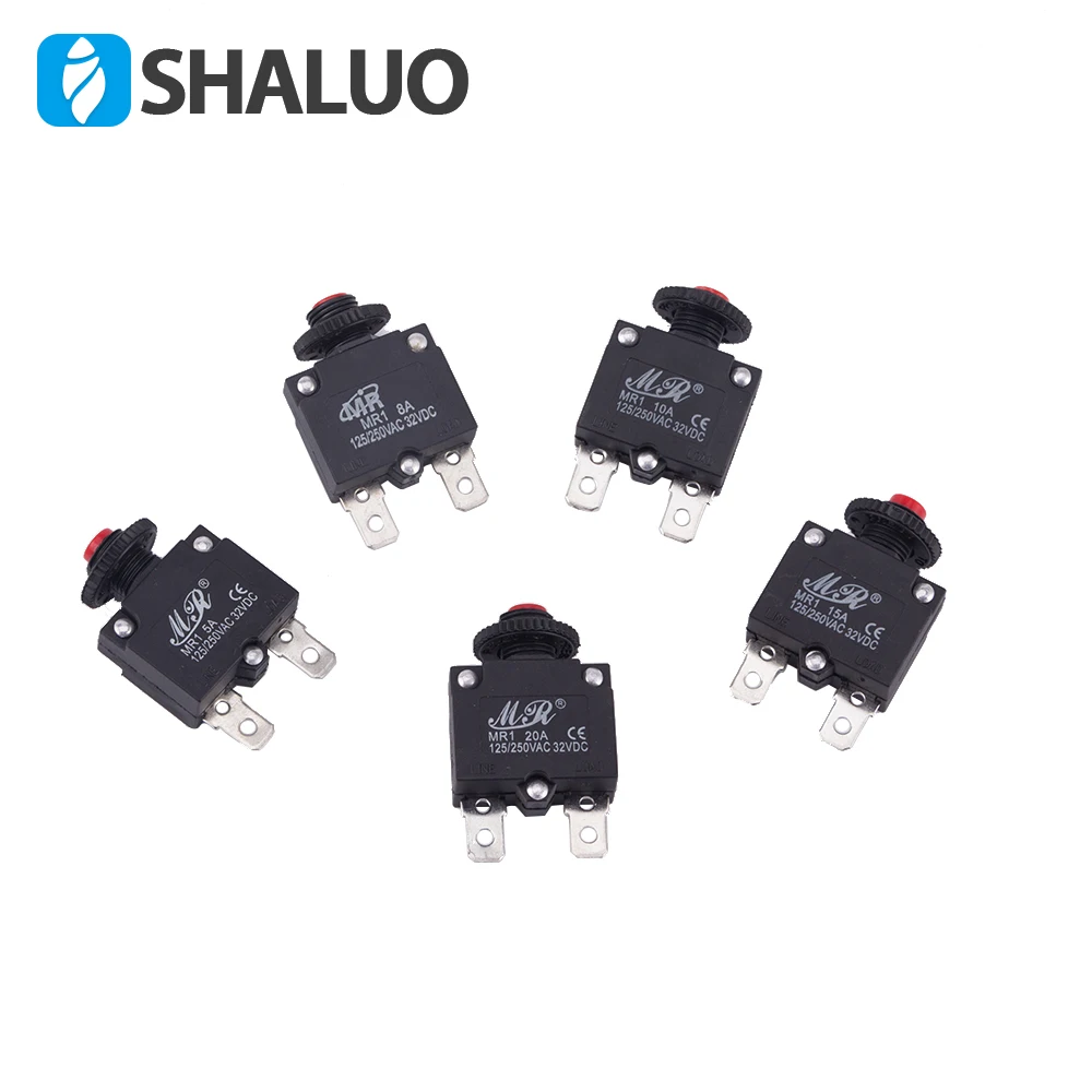 

AC 125/250VAC 32VDC Electronic Air Compressor Mini Circuit Breaker 10A MR1 Overload Protector for Generator 10pcs of one pack