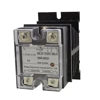 

DC to AC 3-32VDC 24-480VAC Solid State Relay SSR 50A SSR-50DA + Heat Sink New