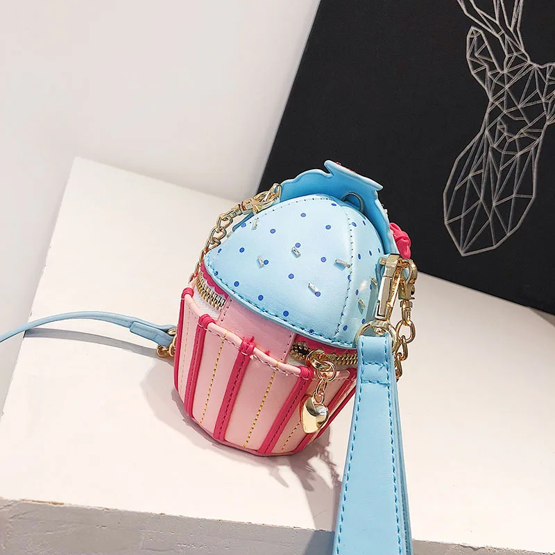 

2018 New Style Fashion Korean-style Stripes Creative Ice Cream Cone Cake Bag Chain Oblique WOMEN'S Bag