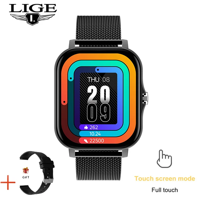 LIGE 2021 New Smart Watch Women Men Bluetooth Call Fitness Tracking Heart Rate Custom Dial Sports Waterproof Women's Smartwatch 