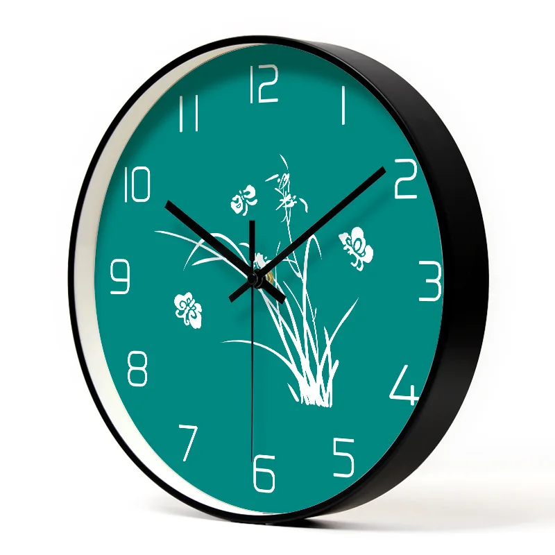

[EOPU 1050 "Black And White with Pattern-Style Metal Wall Clock Living Room/Bedroom/Restaurant-Ring for a Generation of Fat