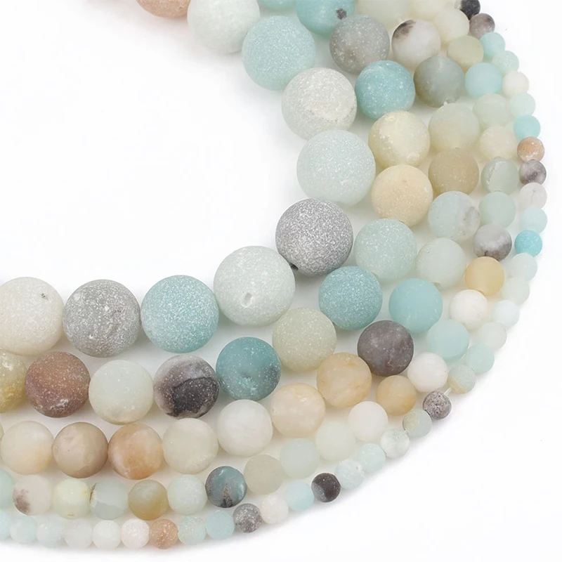 

Natural Matte Colorful Amazonite Stone Beads Round Loose Spacer Beads For Jewelry Making Diy Bracelet 15"Strand 4.6.8.10.12MM