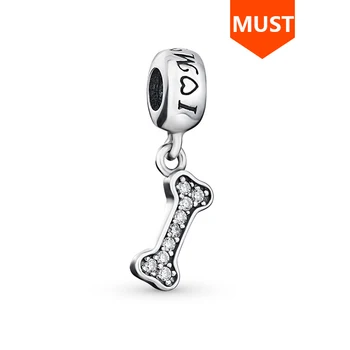

Fit Authentic Europe Bracelets Europe Beads Original 925 Sterling Silver I Love My Dog Bone Charm Beads For Jewelry Making