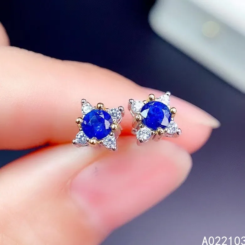 

KJJEAXCMY 925 sterling silver inlaid natural sapphire Chinese style elegant delicate girl gem Earrings support check