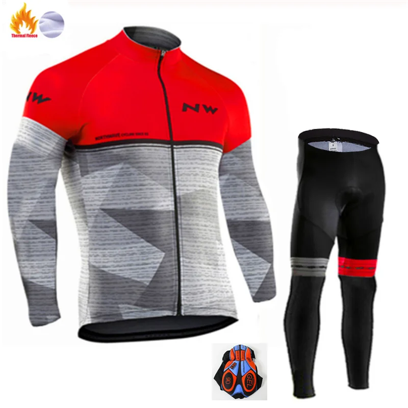 Northwave теплые зимний термо флисовый Велосипедная форма NW Для Мужчин's Велоспорт Джерси костюм для прогулок верховой езды на велосипеде, MTB Костюмы комбинезон, комплект - Цвет: Winter Cycling Suit