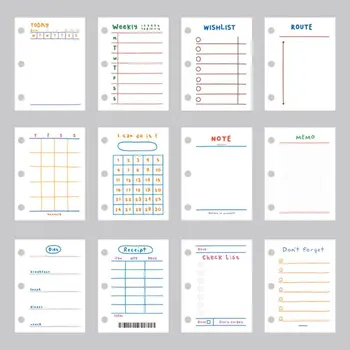 

60 Sheets 60x80mm Mini 3 Hole Loose Leaf Binder Notebook Inner Page for PVC Transparent Diary Planner Filler Pages 12 Styles C26