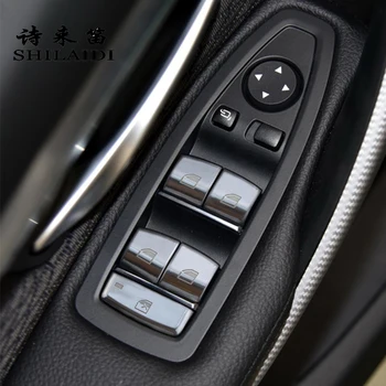 

Car Styling Window glass lift switch button Cover stickers Trim For BMW F30 F34 F32 3 4 series GT Door Armrest panel Accessories