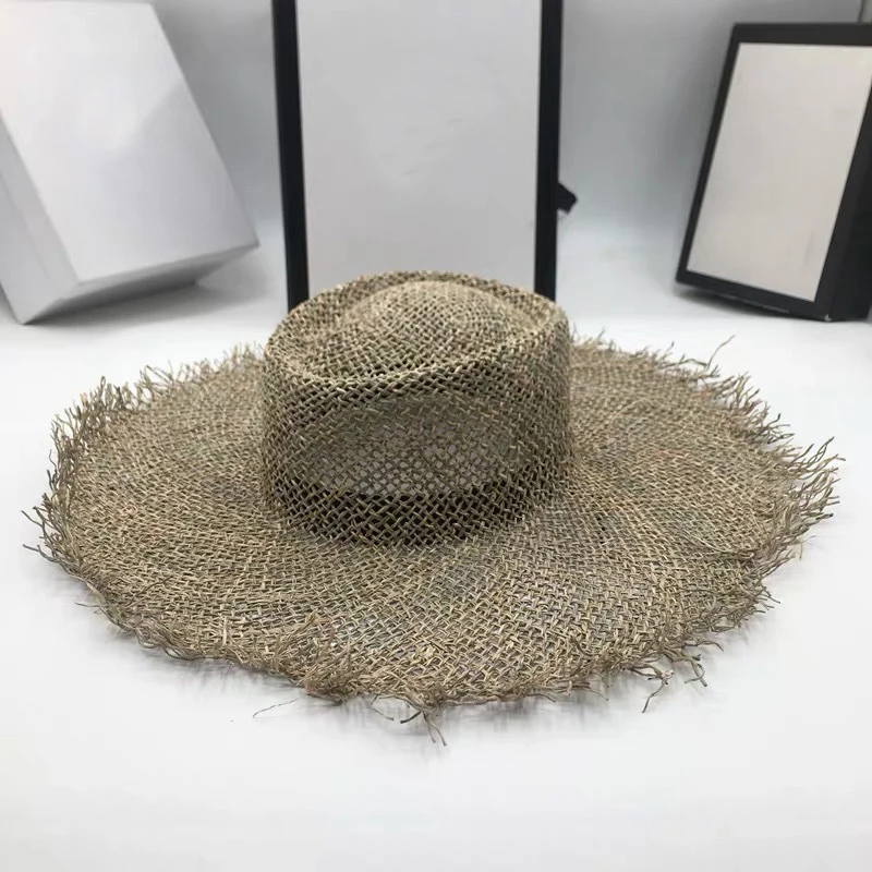 

2019 Fashion Wide Brim Straw Beach Hat Sun Hats For Women Natural Color Panama Hats Ladies Summer Hat H30