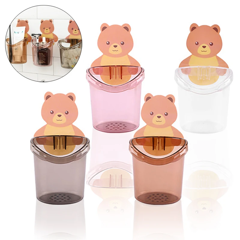 Bathroom Toothbrush Holder Toothpaste Storage Rack Wall Mount ...