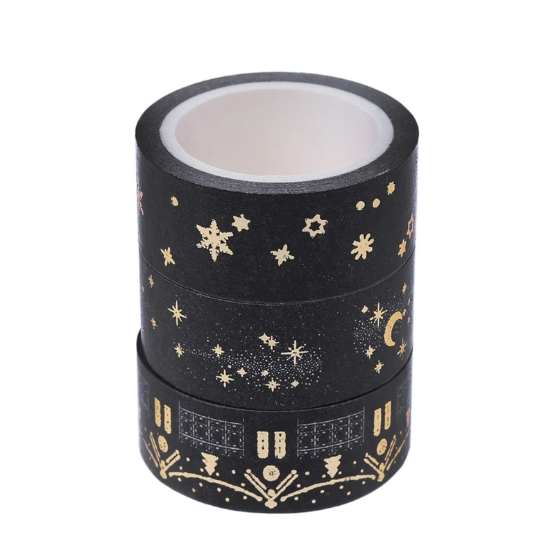 

Black Moon Stars Masking Tape Paper Sticky Adhesive Sticker Decorative Washi Tape 1.5cm x 5m Cute Stationary