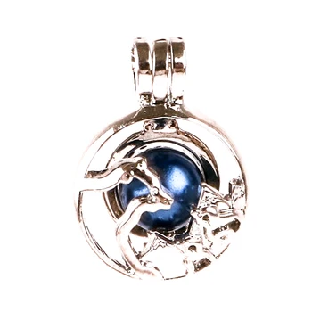 

5pcs Silver copper happy bear family round can be opened Beads Pearl Cage Pendant Locket Fairytale Party Essential Oil Diffuser