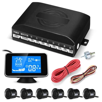 

New 088 - 6 Car Backing Radar System 6 Ultrasonic Sensors 2.5m Distance Detection LCD Display 360-degree Rotation XZ-39