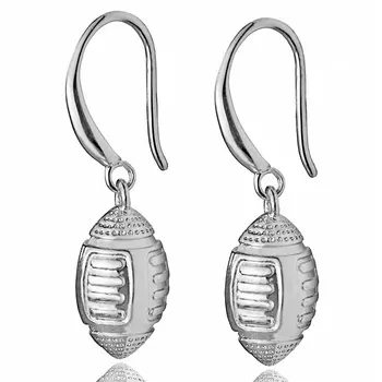

Sporty Earrings American Football Earrings For Women 3D Rhodium Plated Big Long Drop Earrings Sporty Fan Team Jewelry 10pcs