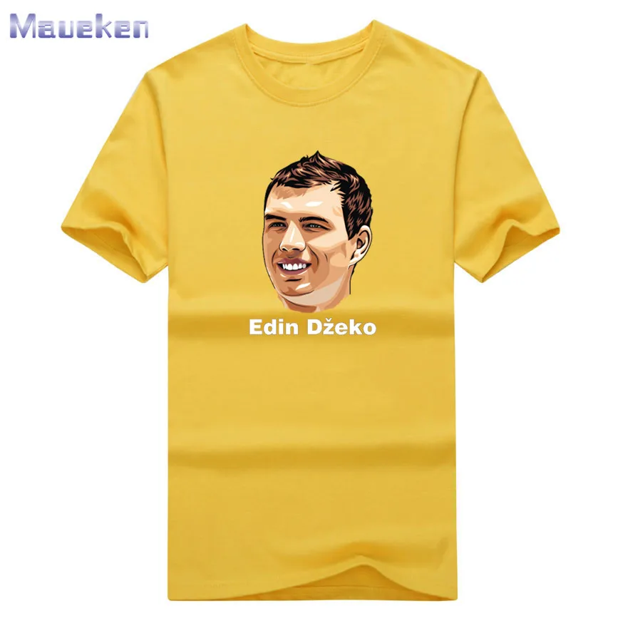 Мужские футболки Edin Dzeko head, футболка с коротким рукавом, хлопок, футболки для фанатов roma 0313-4