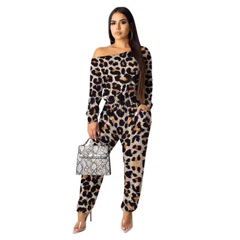 

Fashion Women's Camouflage Leopard Print Jumpsuit Macacao Feminino Rompers Womens Jumpsuit Long Sleeve Romper Women Clothes Suit