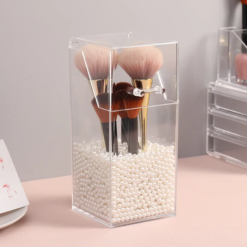 

Nordic Popular Eyebrow Pencil Storage Box Makeup Brush Storage Crystal Jewelry Creative Transparent Dressing Table Storage Box